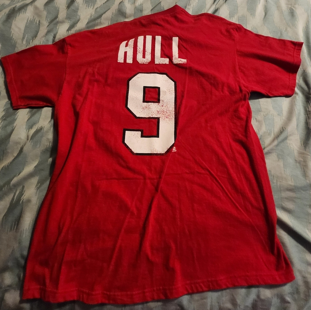 VTG Chicago Blackhawks Old Time Hockey Bobby Hull #9 Red T-Shirt Men's Size L